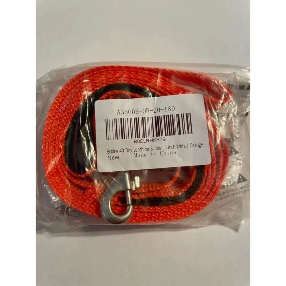 4ft Dog Leash 1” wide Bright Orange